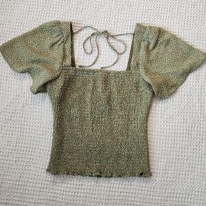Abercrombie & Fitch Olive Smocked Blouse Never Worn